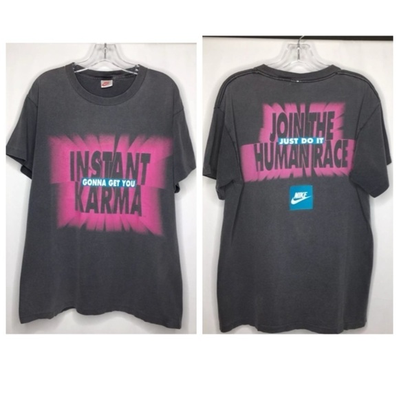 Vintage Nike Instant Karma Gonna Get You Join The Human Race 90s RARE - Picture 1 of 10